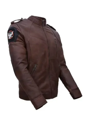 Shop Tom Clancy’s The Division Game Brown Leather Jacket For Sale side post