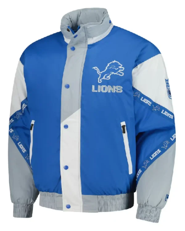 Shop Unisex Vintage Costco Detroit Lions Jacket Blue and White For Sale