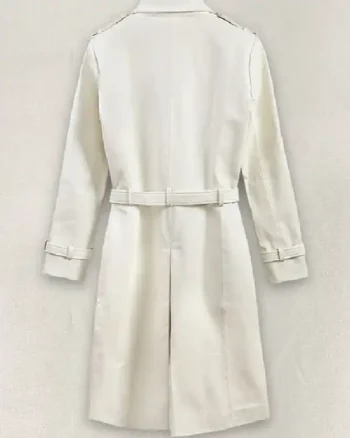 Shop Vanessa Kirby Mission Impossible 6 Fallout White Widow White Leather Long Robe Coat Sale back