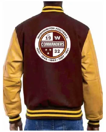 Washington Commanders Maroon and Yellow Varsity Jacket - Image 2