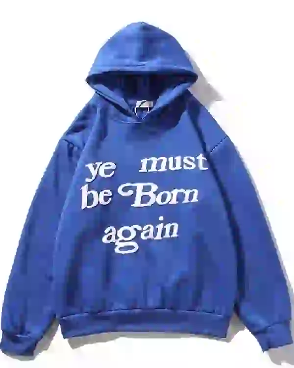 Shop Ye Must Born Again blue Hoodie Sale
