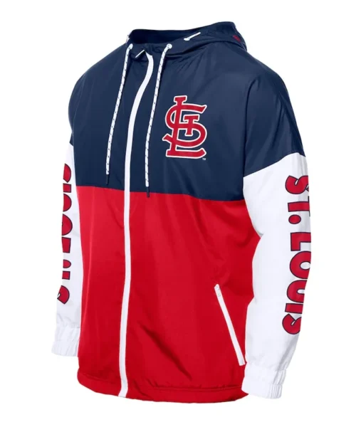 St. Louis Cardinals Color Block Red-Navy Hoodie Windbreaker
