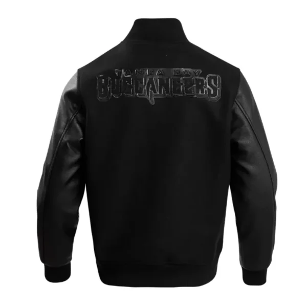 Tampa Bay Buccaneers Triple Black Varsity Wool-Leather Jacket - Image 2