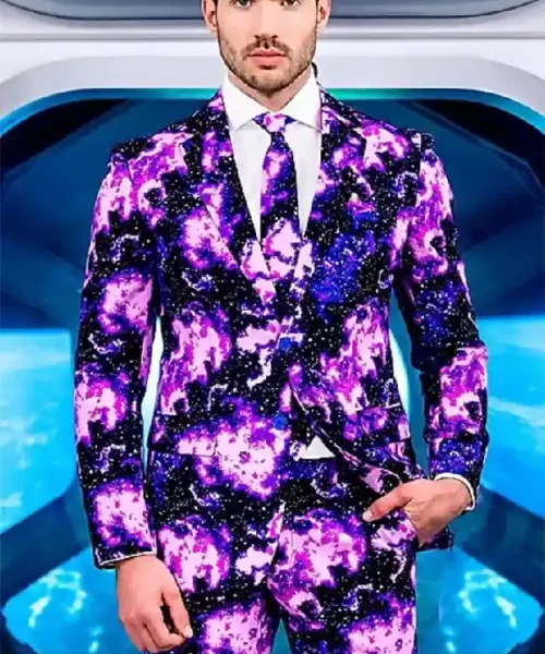 Thanksgiving Galaxy Print Purple Suit