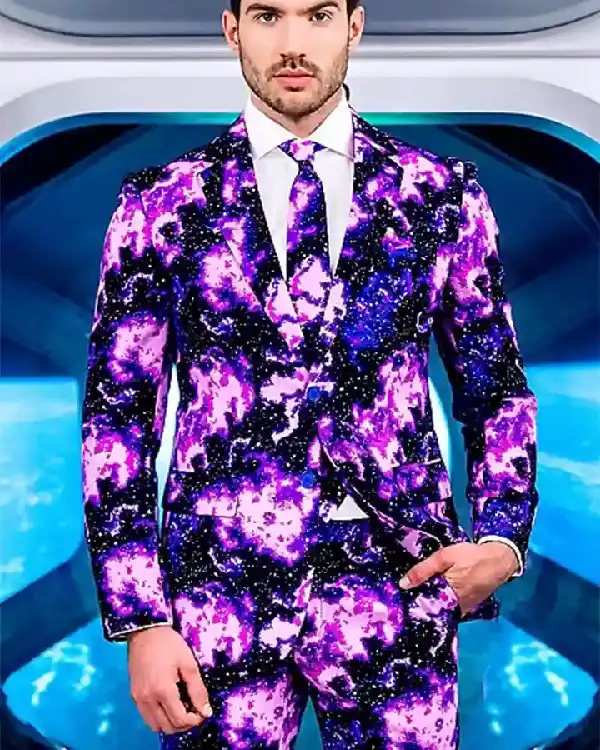 Thanksgiving Galaxy Print Purple Suit