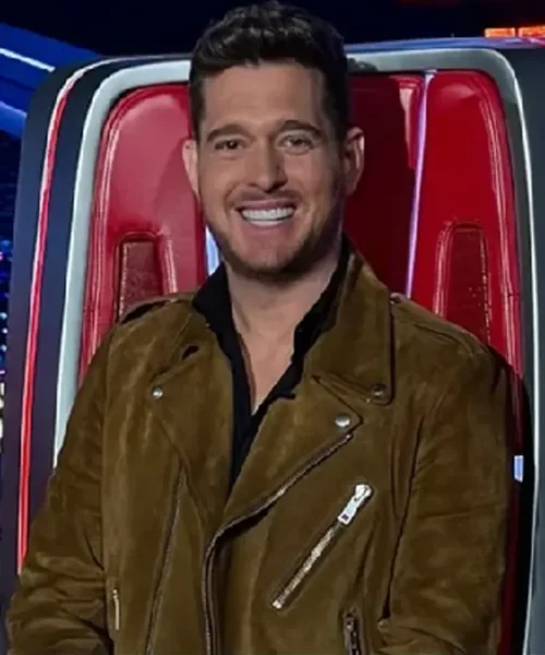 The Voice S28 Michael Buble Brown Leather Jacket