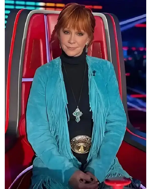 The Voice S28 Reba McEntire Blue Fringe Jacket