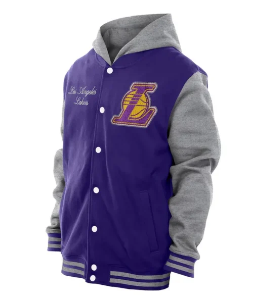 Throwback Prep LA Lakers Purple Hoodie Jacket