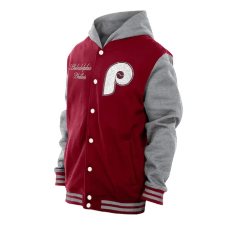 Throwback Prep Philadelphia Phillies Burgundy Hoodie Jacket