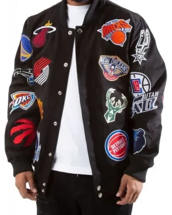 Unisex Nfl Black Jacket With Patches
