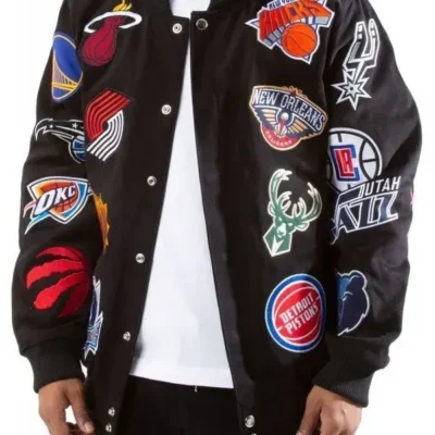 Unisex Nfl Black Jacket With Patches