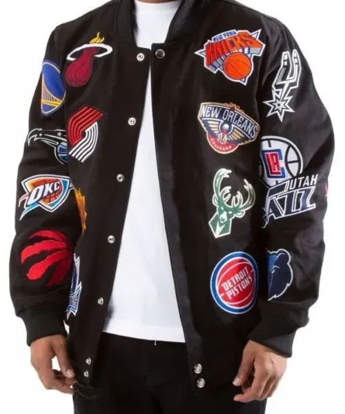 Unisex Nfl Black Jacket With Patches