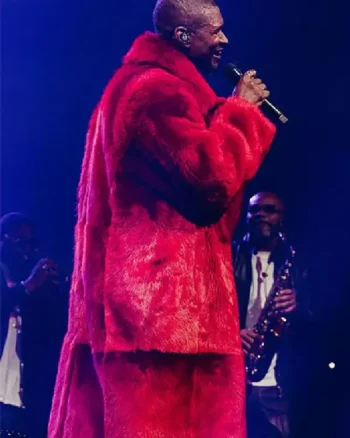 Usher Red Fur Coat