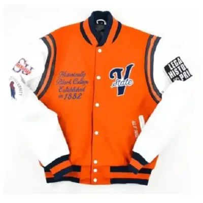 Virginia State University Motto 2.0 Orange Varsity Jacket