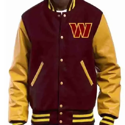 Washington Commanders Maroon and Yellow Varsity Jacket