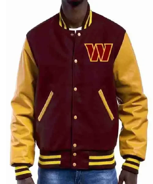 Washington Commanders Maroon and Yellow Varsity Jacket