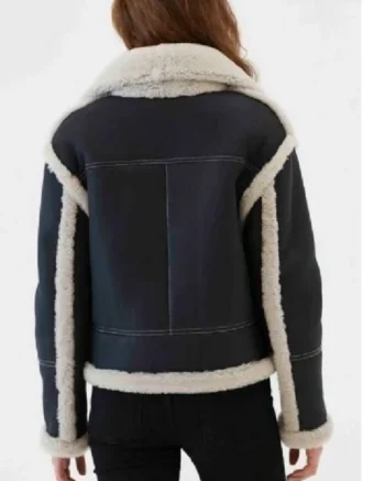 Womens Shearling B3 Aviator Black Leather Jacket back