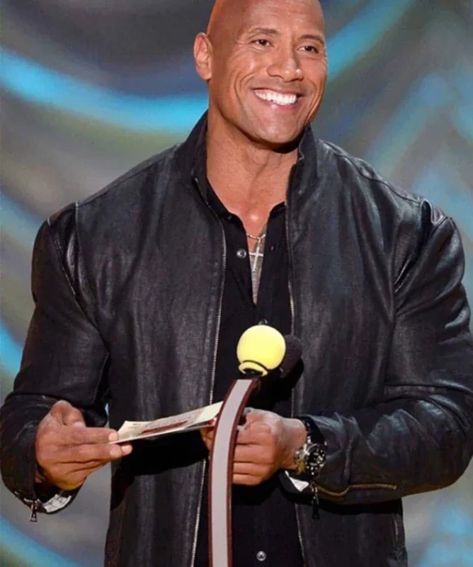 2015-MTV-Movie-Awards-Dwayne-Johnson-Black-Leather-Jacket-