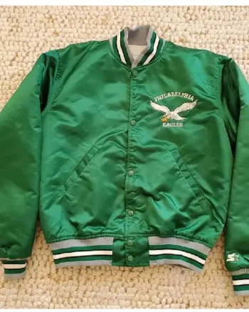 80’s Philadelphia Eagles Bomber Green Satin Jacket