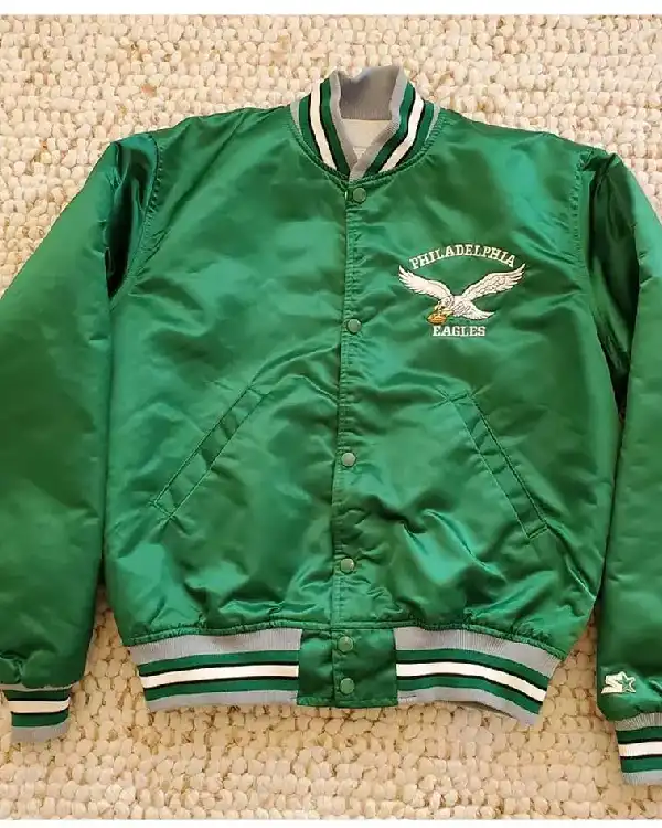 80’s Philadelphia Eagles Bomber Green Satin Jacket