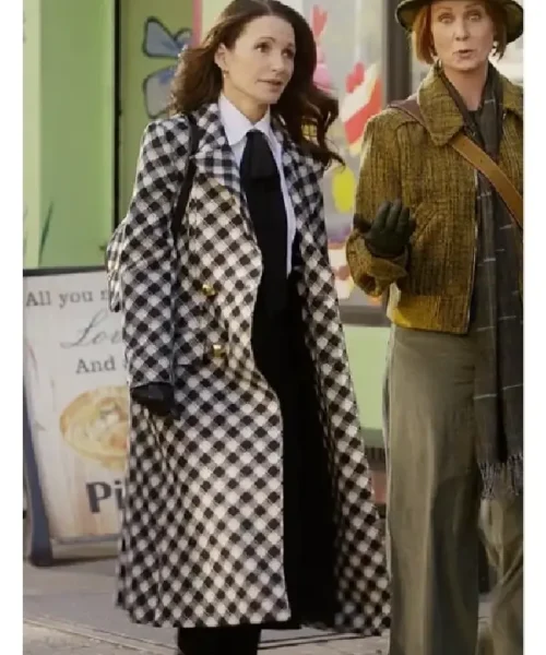And Just Like That S03 Kristin Davis Checked Double-Breasted Coat
