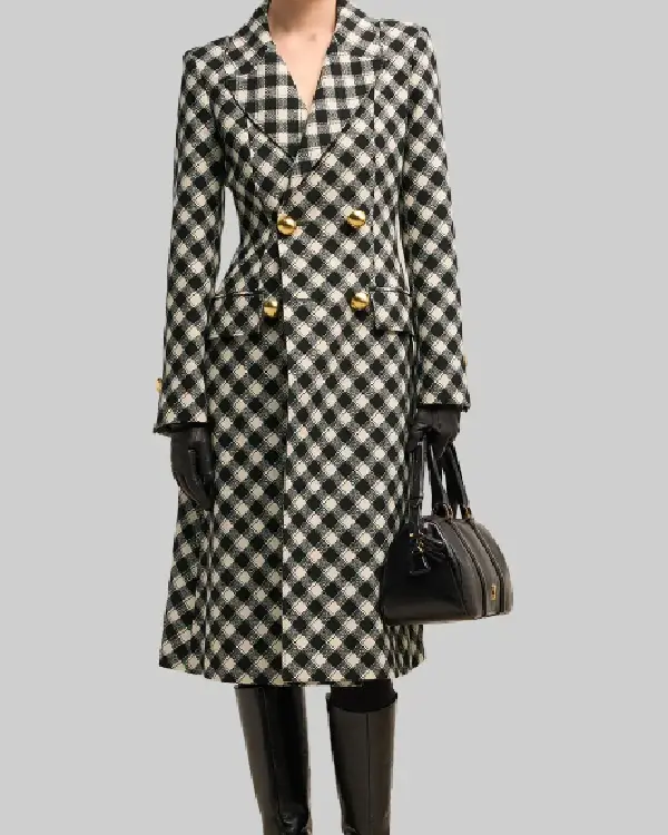 And Just Like That S03 Kristin Davis Checked Double-Breasted Coat sale
