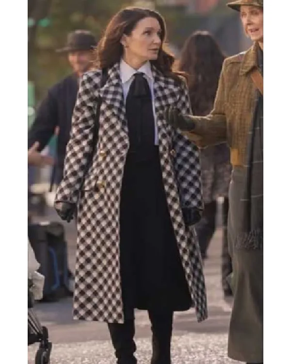 And Just Like That S03 Kristin Davis Checked Double-Breasted Coat