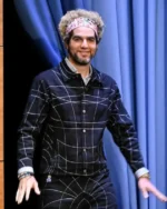 Benny Safdie The Tonight Show Starring Jimmy Fallon S12 Checked Jacketct