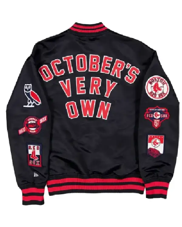 Boston Red Sox OVO x New Era Navy Full Snap Twill Satin Jacket