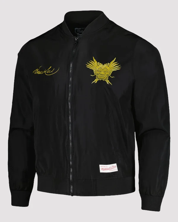 Bruce Lee Mitchell Ness Celebrating 50 Years Bomber Jacket Black