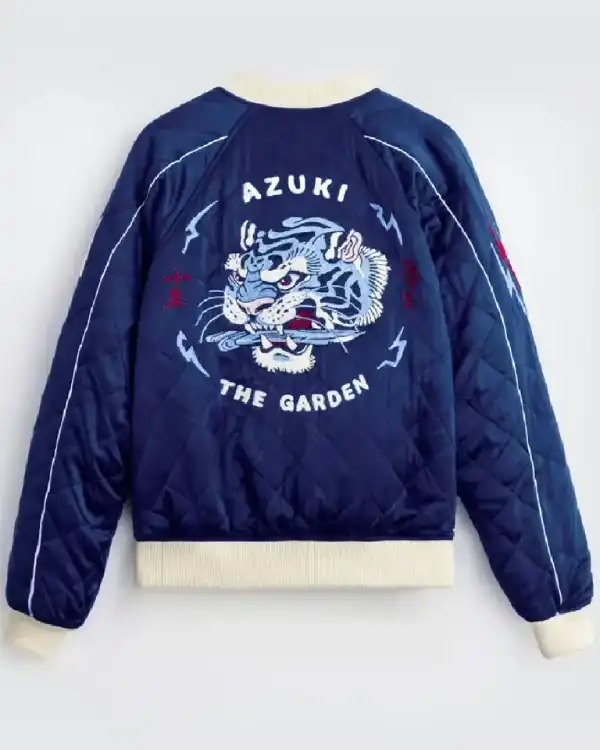 Buy Azuki Twin Tigers Satin Blue Quilted Jacket Sale