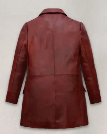 Buy Dakota Johnson Madame Web Leather Red Trench Coat Sale Back