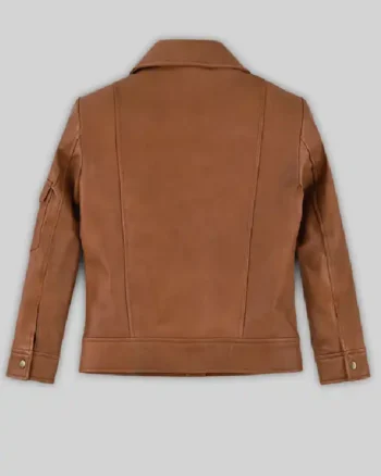 Buy Gigi Hadid Leather Brown Jacket Sale Back