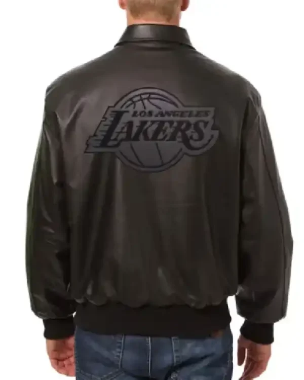 Buy LA Lakers Black Tonal Leather Jacket Sale
