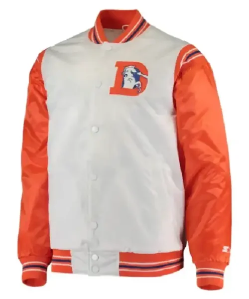 Denver Broncos Starter White and Orange Satin Jacket