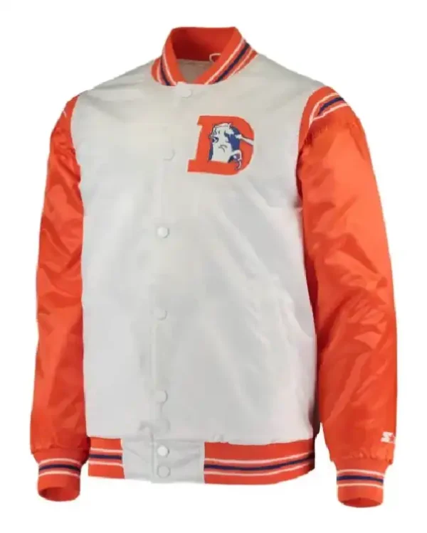 Denver Broncos Starter White and Orange Satin Jacket