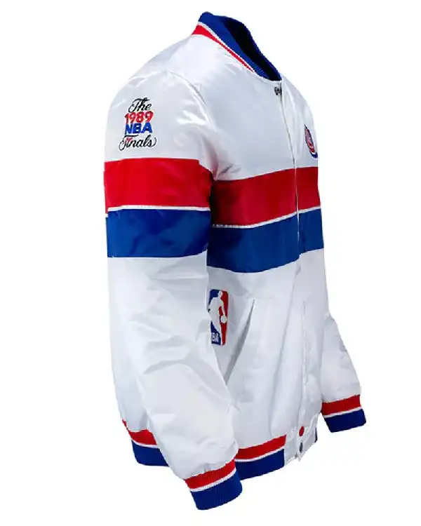 Detroit Pistons 35th Anniversary Varsity White Full-Snap Satin Jacket