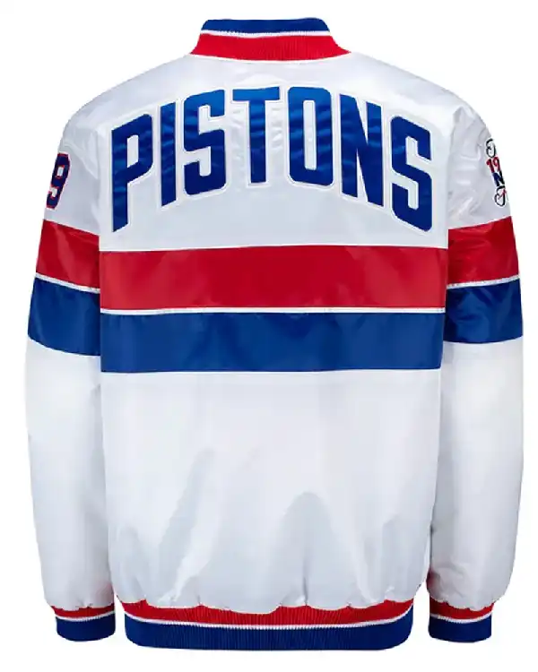 Detroit Pistons 35th Anniversary Varsity White Full-Snap Satin Jacket