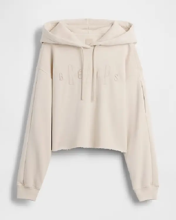 GAP X BEIS Cropped Logo Hoodie Raw Hem