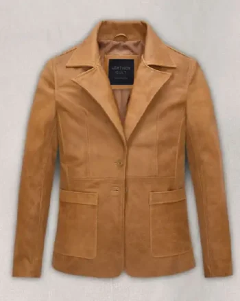 Jennifer Aniston Friends Season 5 Tan Brown Leather Blazer