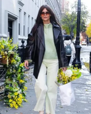 Katie Holmes Leather Coat