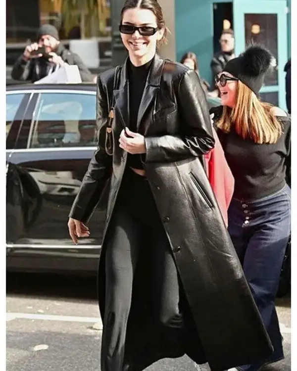 Kendall Jenner Leather Long Coat