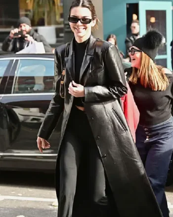 Kendall Jenner Leather Long Coat