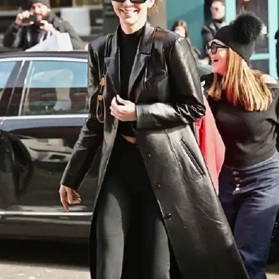 Kendall Jenner Leather Long Coat