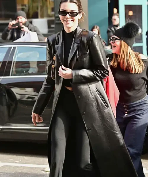 Kendall Jenner Leather Long Coat