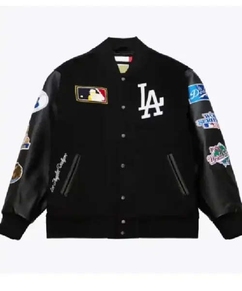 LA Dodgers Black Out Vintage Logo Varsity Jacket