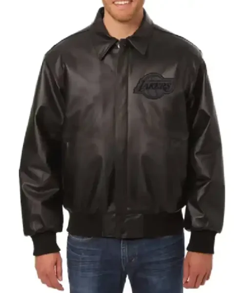 Los Angeles Lakers Black Tonal Leather Jacket
