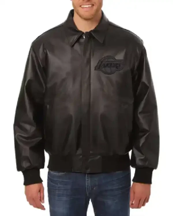 Los Angeles Lakers Black Tonal Leather Jacket