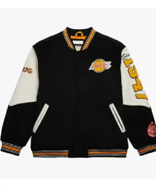 Los Angeles Lakers Team History Black Vintage Logo Varsity Jacket