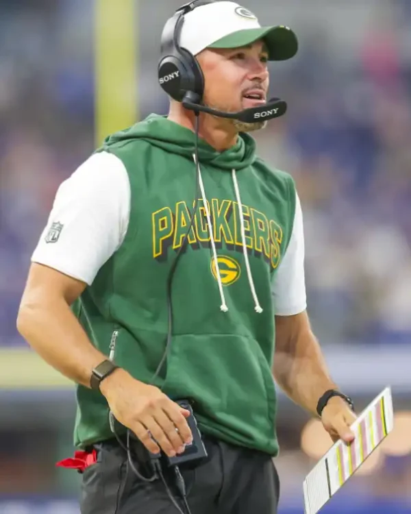 Matt LaFleur Green Bay Packers Sideline Sleeveless Hoodie